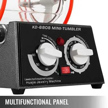 BestEquip Jewelry Polisher Tumbler 3kg 6.6Lbs Capacity Jewelry Polishing Finishing Machine 45W Mini Polisher Tumbler with Glass Barrel Lock Buckle Rotary Tumbler Surface Polisher for Jewelry Polishing