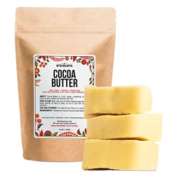 Better Shea Butter Raw Cocoa Butter - Unrefined, 100% Pure, Food Grade - Use for Cocoa Lip Balm, Str...