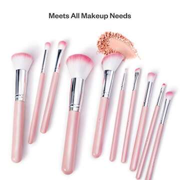 Makeup Brushes, USpicy Professional Makeup Brush Set 10 Pieces (Soft Synthetic Fiber for Uniform Application of Blush, Creams, Liquids, Contouring & Powders)-Pink