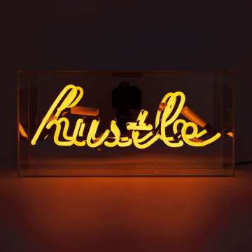 Hand-Crafted Glass Hustle Neon Sign in Orange