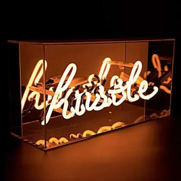 Hand-Crafted Glass Hustle Neon Sign in Orange