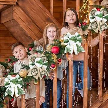 AnyDesign Christmas Wired Edge Ribbon 2.5 Inch White Green Christmas Tree Craft Ribbon Gold Glitter Wired Fabric Ribbon for Wrapping DIY Bow Wreath Crafts Making, 18 Yards, 3 Rolls