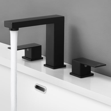 KES Black Bathroom Faucet Stainless Steel Widespread 8 Inch