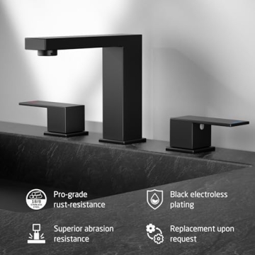 KES Black Stainless Steel Widespread Bathroom Faucet