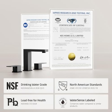 KES Black Stainless Steel Widespread Bathroom Faucet