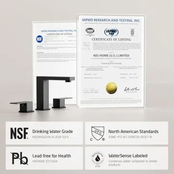 KES Black Stainless Steel Widespread Bathroom Faucet