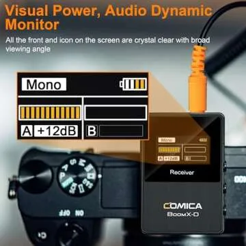 Comica BoomX-D2 - Wireless Microphone System for Cameras, Camcorders, Smartphones, Laptops, Compact Wireless Lavalier Lapel Microphone with Safety Audio Track, Noise Reduction, 328' Range, Low Latency