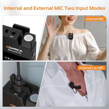 Comica BoomX-D2 - Wireless Microphone System for Cameras, Camcorders, Smartphones, Laptops, Compact Wireless Lavalier Lapel Microphone with Safety Audio Track, Noise Reduction, 328' Range, Low Latency