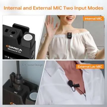 Comica BoomX-D2 - Wireless Microphone System for Cameras, Camcorders, Smartphones, Laptops, Compact Wireless Lavalier Lapel Microphone with Safety Audio Track, Noise Reduction, 328' Range, Low Latency