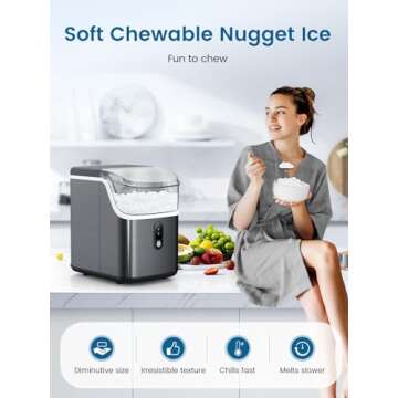 COWSAR Nugget Ice Maker - 34LBS/day, Self-Cleaning