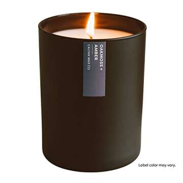 Calyan Wax Co. Soy Wax Candle, Oakmoss + Amber Scented Candle, 75 Hour Burn Time, Aromatherapy Soy C...
