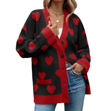 Saodimallsu Women's Heart Cardigan for Stylish Coziness