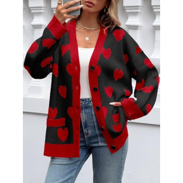 Saodimallsu Women's Heart Cardigan for Stylish Coziness
