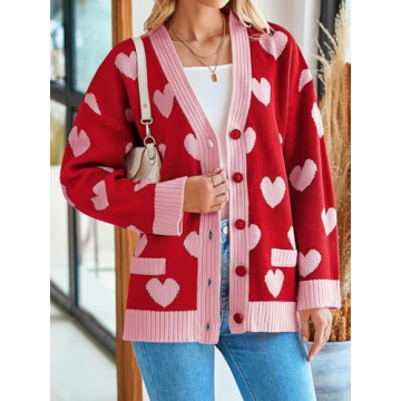 Saodimallsu Women's Heart Cardigan for Stylish Coziness
