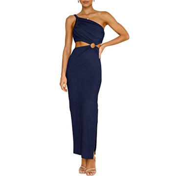 ANRABESS Women Summer One Shoulder Sleeveless Maxi Dress Cutout Sexy Bodycon Semi Formal Dinner Date...