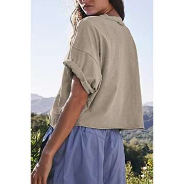 HUGOOME Women's Athletic Shirts Tees Grey M