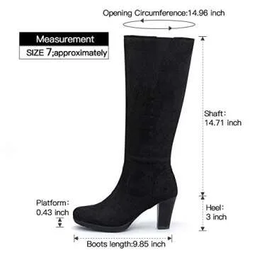 mysoft Women's Knee High Boots Chunky Heel Boots with Zipper
