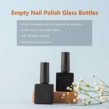 GTHER 20PCS Glass Refillable Nail Polish Bottles