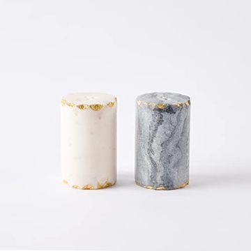 Mud Pie Marble Salt and Pepper Set Elegant Kitchen Accessory