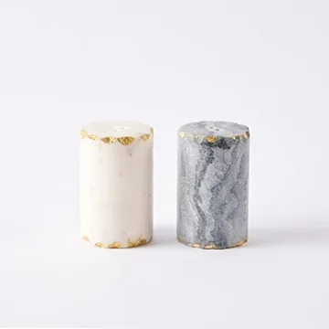 Mud Pie Marble Salt and Pepper Set Elegant Kitchen Accessory
