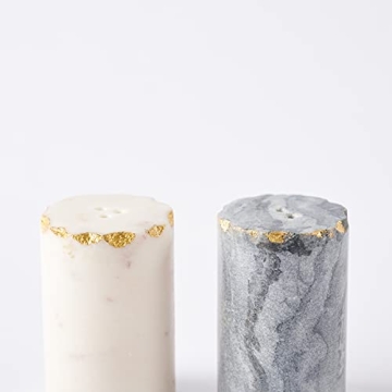 Mud Pie Marble Salt and Pepper Set Elegant Kitchen Accessory