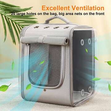 Petseek Cat Backpack Carrier Large Pet Backpack Carrier, 17lbs Load-Bearing Ventilated Design Dog Backpack Carrier for Small Dogs, Sturdy Cat Bubble Backpack for Travel, Hiking & Outdoor Use, Grey