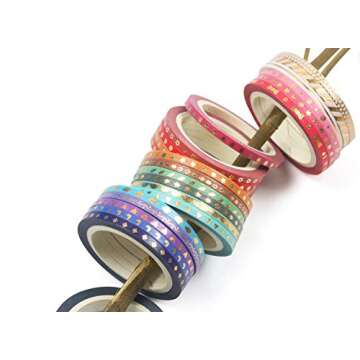 YUBBAEX 24 Rolls Skinny Washi Tape Set Gold Foil Print Decorative Tapes for Arts, DIY Crafts, Journals, Planners, Scrapbooking, Wrapping (Slim 3mm)