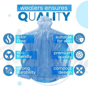 Wealers Rain Ponchos - Bulk Pack Waterproof Emergency Gear