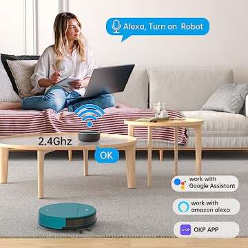 OKP Robot Vacuum Cleaner, 3000Pa Strong Suction, 150 Min Automatic Self-Charging Robotic Vacuum with Auto-Boost Carpet Cleaning, Wi-Fi/APP/Alexa Home Robot for Pet Hair, Carpet, Hard Floor Room