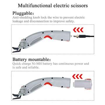 MXBAOHENG Wbt-1 Electric Fabric Scissors Cordless Fabric Shears Rechargeable Cloth Cutter for Carpet/Leather/Rubber/Paperboard (1 Battery & A Blade)