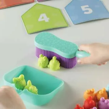 Learning Resources Count & Clean Dust Bunnies, Toddler Activities, Educational Toys Set, Color Teach...