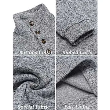 COOFANDY Mens Casual Slim Fit Knitted Pullover Sweatshirt Long Sleeve Basic Stand Collar Designed Grey