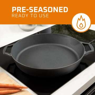 Bruntmor 16-Inch Pre-Seasoned Cast Iron Skillet