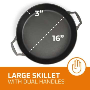 Bruntmor 16-Inch Pre-Seasoned Cast Iron Skillet