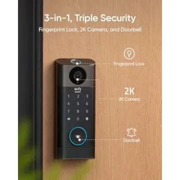 eufy Video Smart Lock S330, 3-in-1 Camera+Doorbell+Fingerprint Keyless Entry Door Lock, Smart Wi-Fi ...