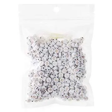 500 Pcs Acrylic Alphabet Letter Beads - Rose Gold on White for DIY Jewelry Making