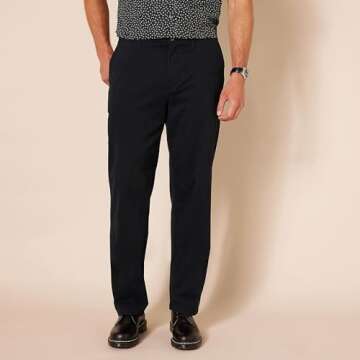 Amazon Essentials Men's Classic-Fit Casual Stretch Chino Pant, Black, 34W x 32L