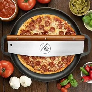 Kaio 13.75” Premium Pizza Cutter Rocker Blade with Mahogany Handle