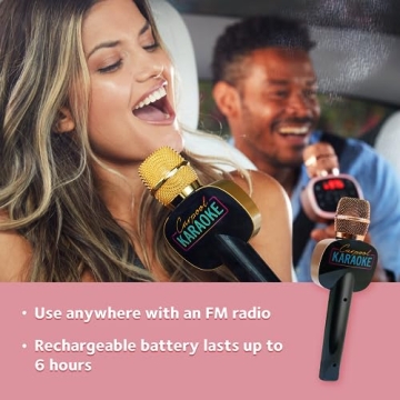 Wireless Bluetooth Karaoke Microphone with Voice Effects Rose Gold