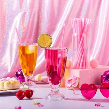 JOYIN 120 PCS Heart Shaped Pink Straws, Reusable Drinking Cute Straw for Cocktail Party, Birthday Pa...