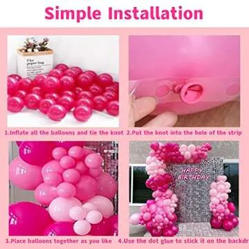 Pink Balloon Garland Arch Kit, 132PCS Hot Light Rose Magenta Balloons with Heart Shape for Princess Theme Birthday Girl's Party Supplies Bridal Shower Baby shower Engagement Bachelorette Wedding Decor