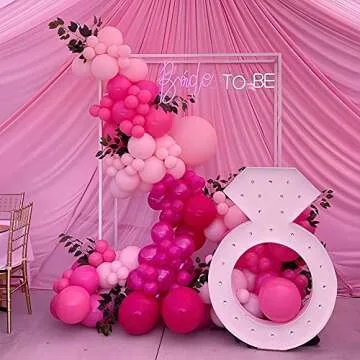 Pink Balloon Garland Arch Kit, 132PCS Hot Light Rose Magenta Balloons with Heart Shape for Princess Theme Birthday Girl's Party Supplies Bridal Shower Baby shower Engagement Bachelorette Wedding Decor