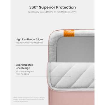 tomtoc 360° Protective Laptop Sleeve for 13-inch New MacBook Air M4 2025, M3/A3113, M2/A2681 M1/A2337 A2179 A1932 2024-2018, 13-inch MacBook Pro M2/A2686 M1/A2338, Water-Resistant Laptop Case Bag