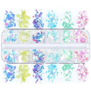Iridescent Glitter Nail Art Sequins, Holographic 3D Irregular Ultra Thin Nail Art Glitter Flakes Design, Shiny Mermaid Nail Glitter Slices Resin Acrylic Supplies for Women Girls Manicure Decorations
