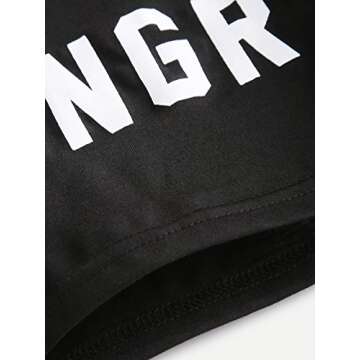 SweatyRocks Women's Summer Sleeveless Letter Print Casual Crop Tank Top Shirts Black S