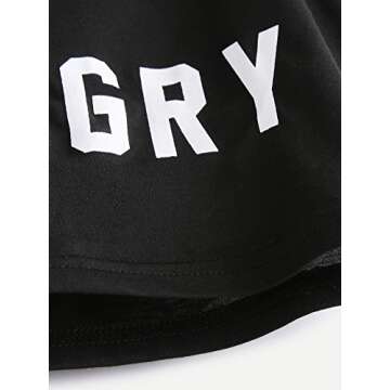 SweatyRocks Women's Summer Sleeveless Letter Print Casual Crop Tank Top Shirts Black S