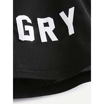 SweatyRocks Women's Summer Sleeveless Letter Print Casual Crop Tank Top Shirts Black S