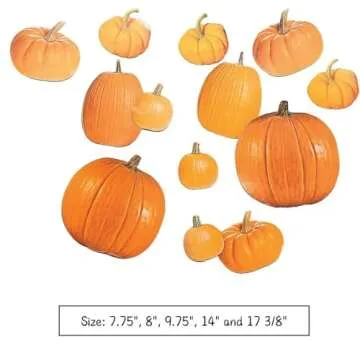 Jumbo Pumpkins Classroom Cutouts - 50 Realistic Looking Pieces in 5 Sizes for Fall Decoration