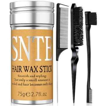 Slick Back Hair Brush Set: Hair Wax, Edge Brush, Rat Tail Comb, Bristle Brush, Hair Bun Accessories,...