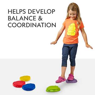 NATIONAL GEOGRAPHIC Balance Stepping Stones - Early Learning & Development for Kids with 5 Soft Stones
